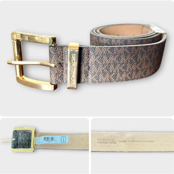 Michael Kors Brown Logo Design Belt Size M - Picture 1 of 2